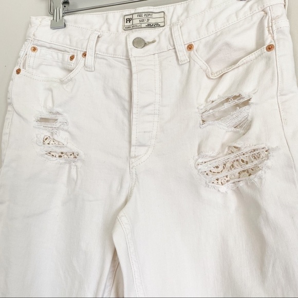 FREE PEOPLE Lacey Stilt Distressed Jeans White 27 - Picture 8 of 15